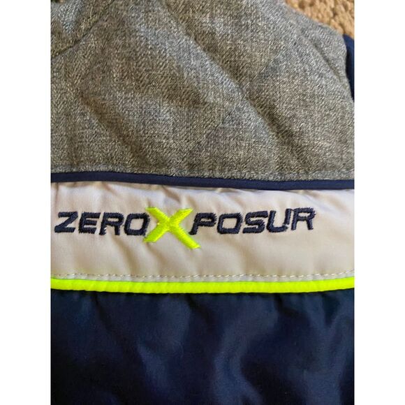 Zero Xposur Kids Winter Puffer Jacket Blue Gray Sherpa Lined Hooded Coat 18M - Picture 2 of 6